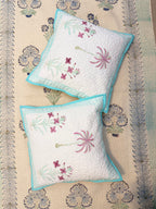 Authentic Hand Block Quilted Cushion Covers Palm Print (16×16 inch - Set of 2)