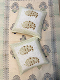 Authentic Hand Block Jute Cotton Cushion Covers Ambi Print (16×16 inch - Set of 2)