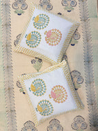Authentic Hand Block Cushion Cover Peacock print (16×16 inch - Set of 2)