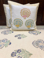 Authentic Hand Block Cushion Cover Peacock print (16×16 inch - Set of 2)