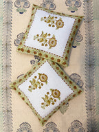 Authentic Hand Block Cushion Cover Phool Joda (16×16 inch - Set of 2)