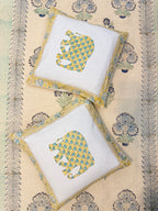 Authentic Hand Block Cushion Cover Elephant Print (16×16 inch - Set of 2)