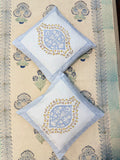 Authentic Hand Block Cushion Cover Blue Motif Print (16×16 inch - Set of 2)