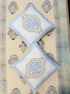 Authentic Hand Block Cushion Cover Blue Motif Print (16×16 inch - Set of 2)