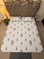 Fine Cotton Smooth Texture Everyday Bedsheet Blue & Green