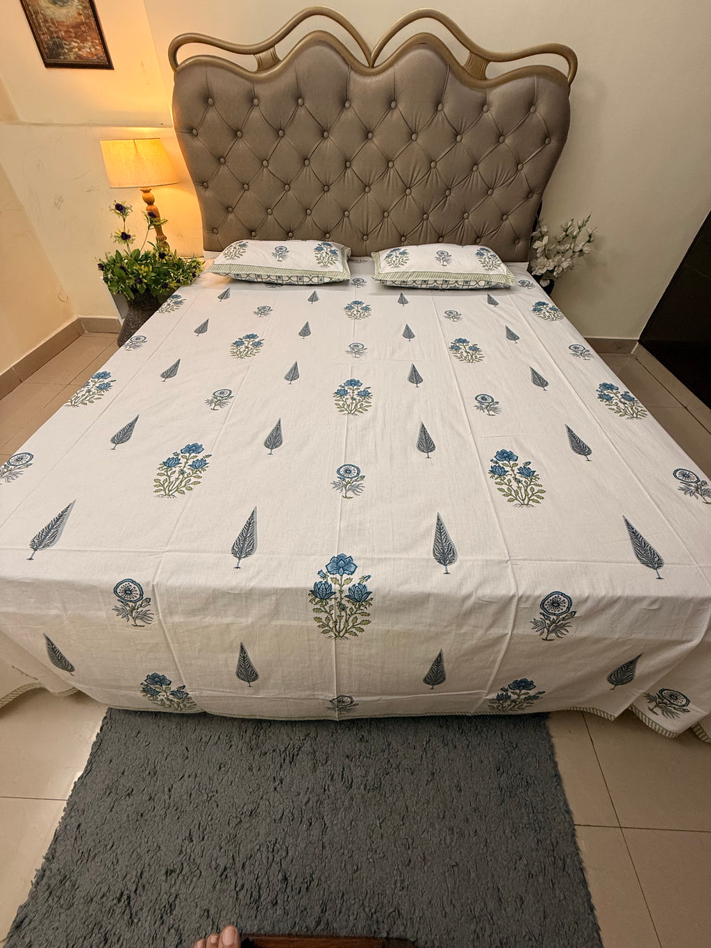 Fine Cotton Smooth Texture Everyday Bedsheet Blue & Green