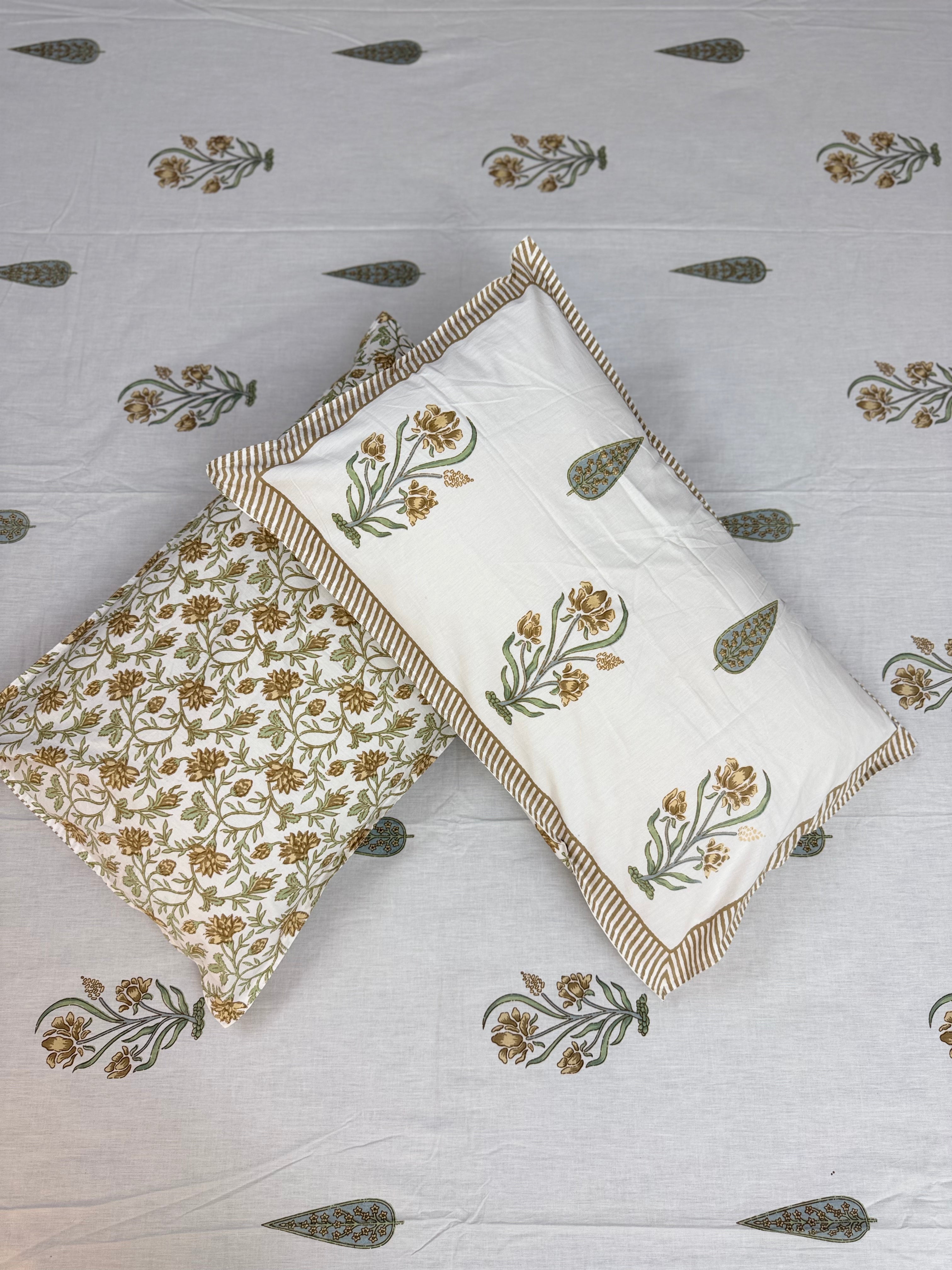 Fine Cotton Smooth Texture Everyday Bedsheet Yellow & Green