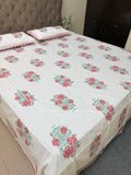 Fine Cotton Smooth Texture Everyday Bedsheet Orange & Green Guldasta