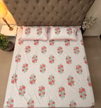 Fine Cotton Smooth Texture Everyday Bedsheet Orange & Green Guldasta