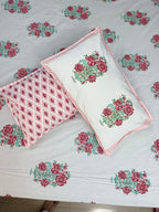Fine Cotton Smooth Texture Everyday Bedsheet Orange & Green Guldasta