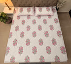Fine Cotton Smooth Texture Everyday Bedsheet Pink & Green Guldasta