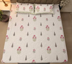 Fine Cotton Smooth Texture Everyday Bedsheet Pink & Green Phool Patti