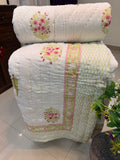 Hand Block Jaipuri Rajai Floral Daffodils Bouquet