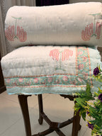 Hand Block Jaipuri Rajai Peacock Bel Print