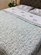 Hand Block Jaipuri Rajai Peacock Bel Print