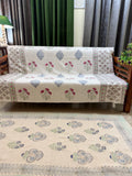 Slub Cotton Sofa Throw Compact Magenta Flower Print