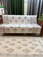 Slub Cotton Sofa Throw Compact Magenta Flower Print