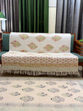 Slub Cotton Sofa Throw Compact Magenta Floral Guldasta Print