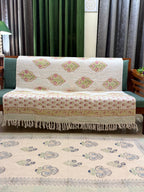 Slub Cotton Sofa Throw Compact Magenta Floral Guldasta Print