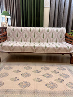 Slub Cotton Sofa Throw Compact Magenta Floral Leaf Jaal Print