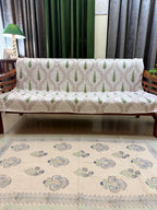 Slub Cotton Sofa Throw Compact Magenta Floral Leaf Jaal Print