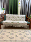 Slub Cotton Sofa Throw Compact Magenta Floral Leaf Jaal Print