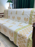 Slub Cotton Sofa Throw Compact Magenta Yellow Green Bel Print