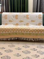 Slub Cotton Sofa Throw Compact Magenta Yellow Green Bel Print