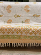 Slub Cotton Sofa Throw Compact Magenta Yellow Green Bel Print