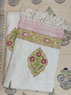 Slub Cotton Sofa Throw Floral Motif Print