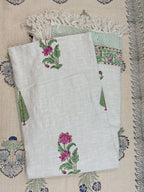 Slub Cotton Sofa Throw Floral Pink & Green Print